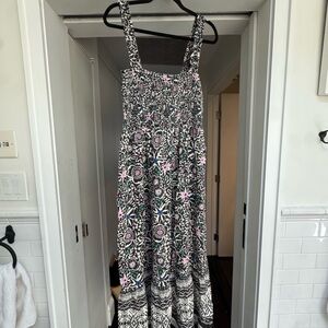 Marine Layer Black and Pink Floral Maxi Dress